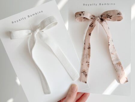 skinny long tail linen ribbon bow
